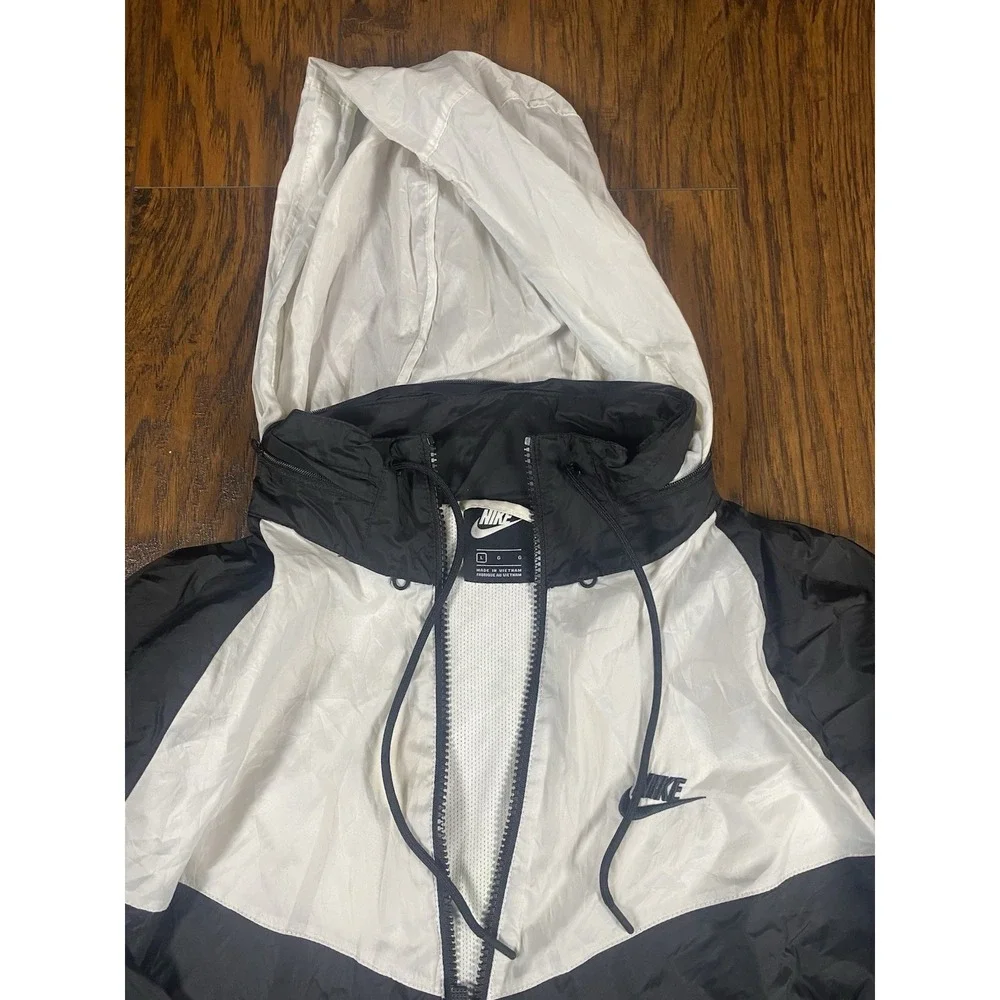 Nike Vtg 90s Y2K Panda Lrg Windrunner Windbreaker Jacket Black White Nylon Glanz
